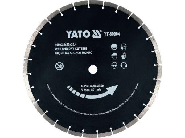 YATO Gyémánt vágókorong 400 x 3,6 x 10,0 x 25,4 mm szegmentált