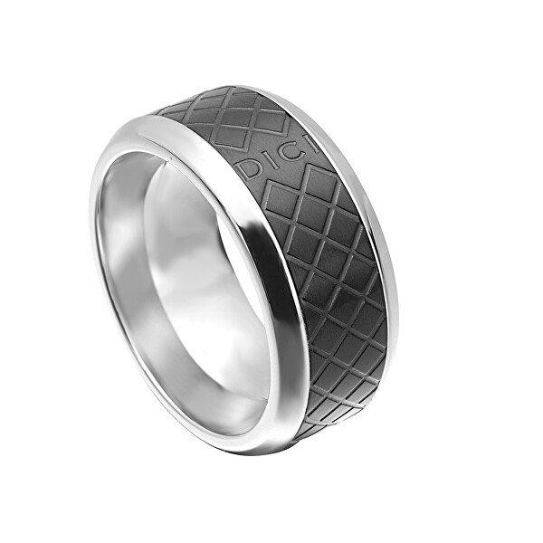 Dici Milano Fekete mintás acél gyűrű DCRG501502 64 mm