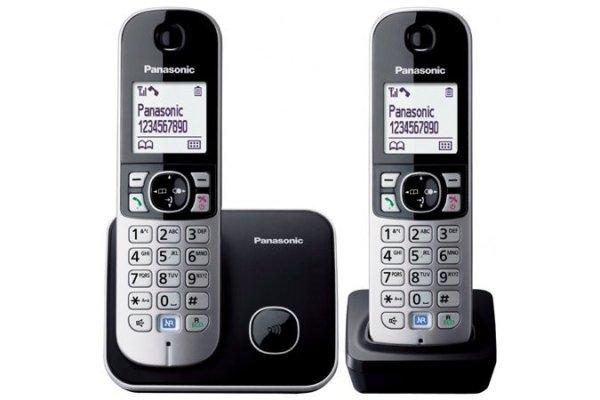 Telefon, vezeték nélküli, telefonpár, PANASONIC "KX-TG6812PDB
Duo", fekete