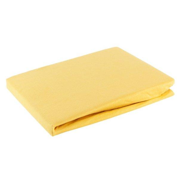 Jersey pamut gumis lepedő Mustársárga 220x200 cm +30 cm