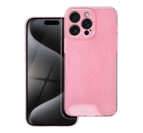Clear 2mm Apple iPhone 15 Pro max csillámos tok, rózsaszín
