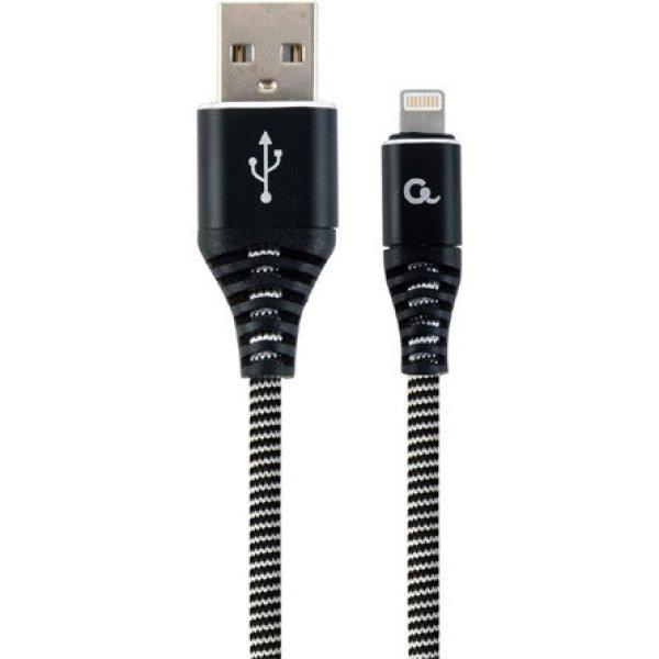 Gembird USB-A 2.0 -> Lightning M/M adatkábel 1m fekete-fehér Premium