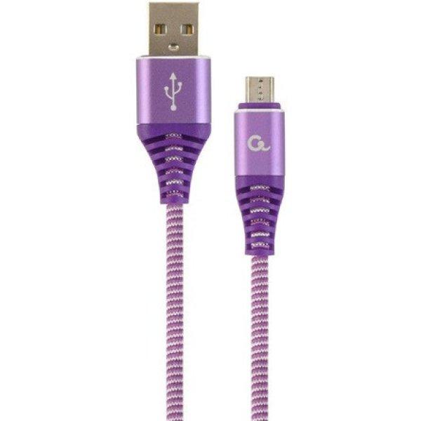 Gembird USB-A 2.0 -> USB-B 2.0 micro M/M adatkábel 2m lila-fehér Premium