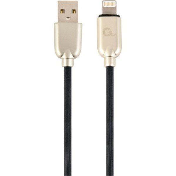 Gembird USB-A 2.0 -> Lightning M/M adatkábel 1m fekete Premium rubber
