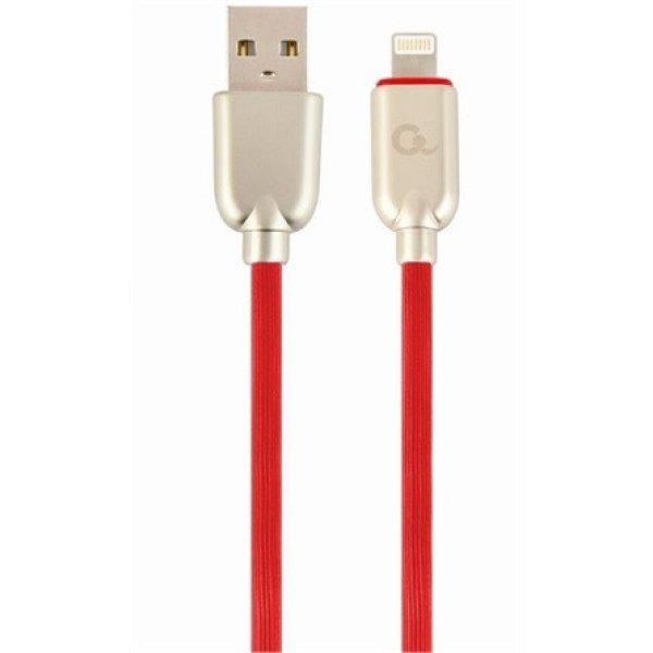 Gembird USB-A 2.0 -> Lightning M/M adatkábel 1m piros Premium rubber