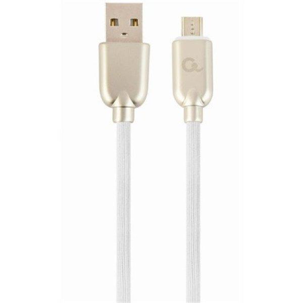 Gembird USB-A 2.0 -> USB-B 2.0 micro M/M adatkábel 1m fehér Premium rubber 