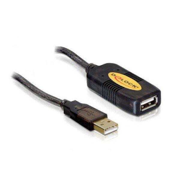 Delock USB-A 2.0 -> USB-A 2.0 M/F aktív adatkábel hosszabbító 10m barna