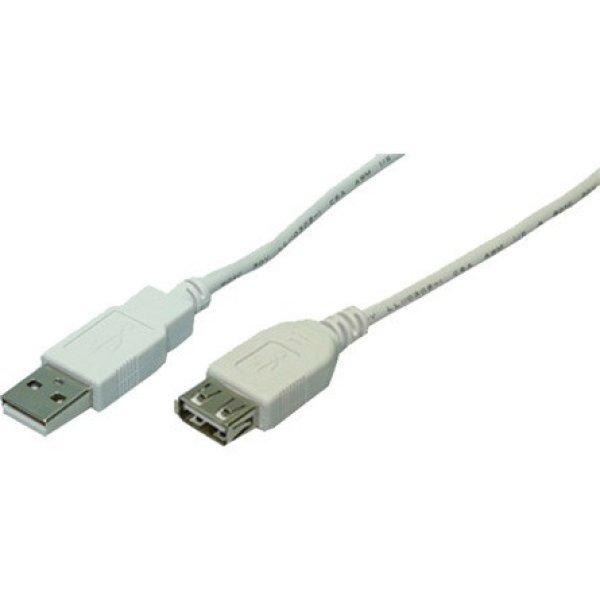 LogiLink USB-A 2.0 - USB-A 2.0 M/F adatkábel hosszabbító 3m szürke