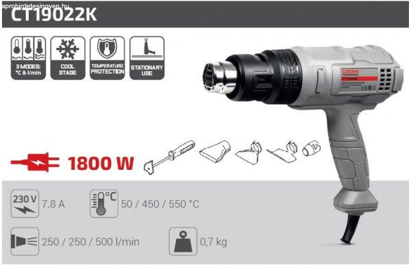 Crown Hőlégfúvó 1800W 3 fokozat 50 - 550 C CT19022K