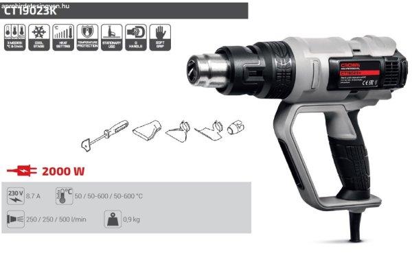Crown Hőlégfúvó 2000W fokozatmentes 50 - 600 C CT19023K