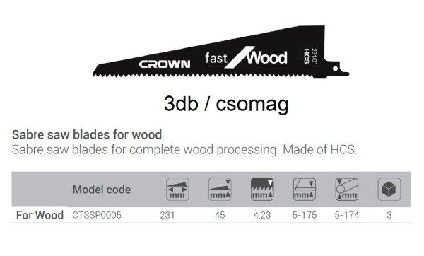 Szablyafűrészlap 231 mm, fához (3db/csomag)