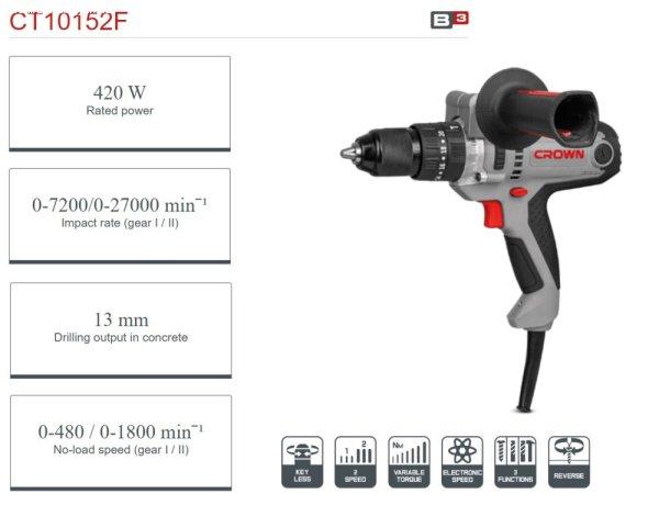 Fúró és csavarbehajtó 420W, 80 Nm, 2 - 13 mm 2 sebesség