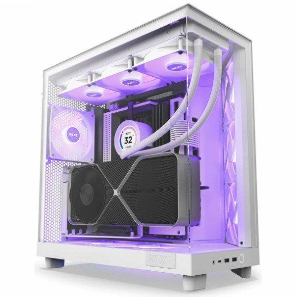 NZXT case H6 Flow RGB / 3x120 mm fan / glass / mesh panel / fehér