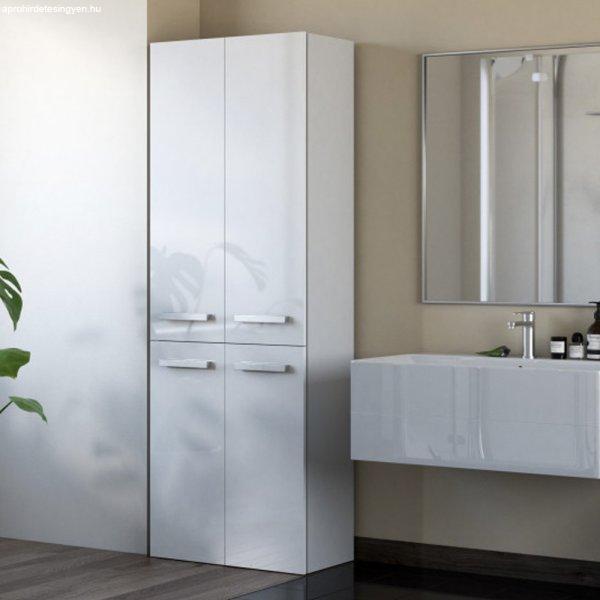 Thirassia 2K DD fürdőszoba szekrény, 60x174x30 cm, fényes fehér