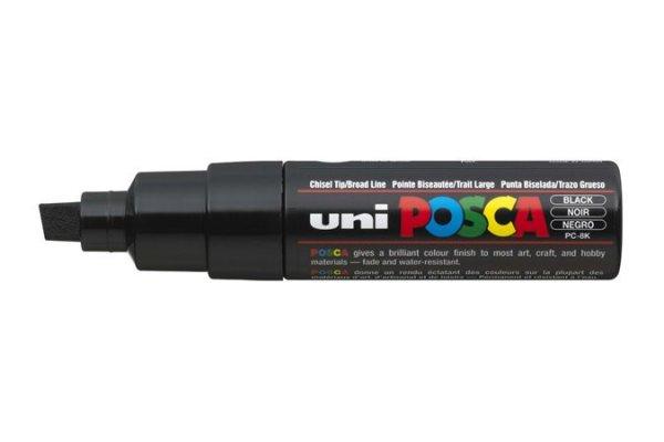 Dekormarker, 8 mm, vágott, UNI "Posca PC-8K", fekete