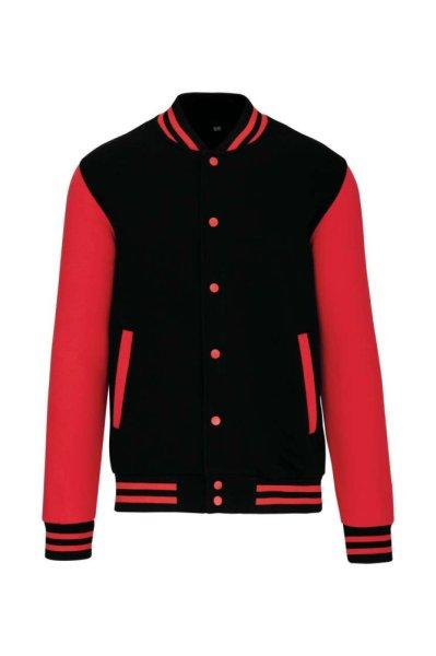 Uniszex vastag patentos pulóver, Kariban KA497, Black/Red-3XL