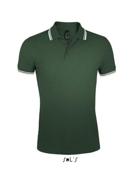 PASADENA férfi galléros póló kontrasztos csíkokkal, SOL'S SO00577,
Forest Green/White-2XL