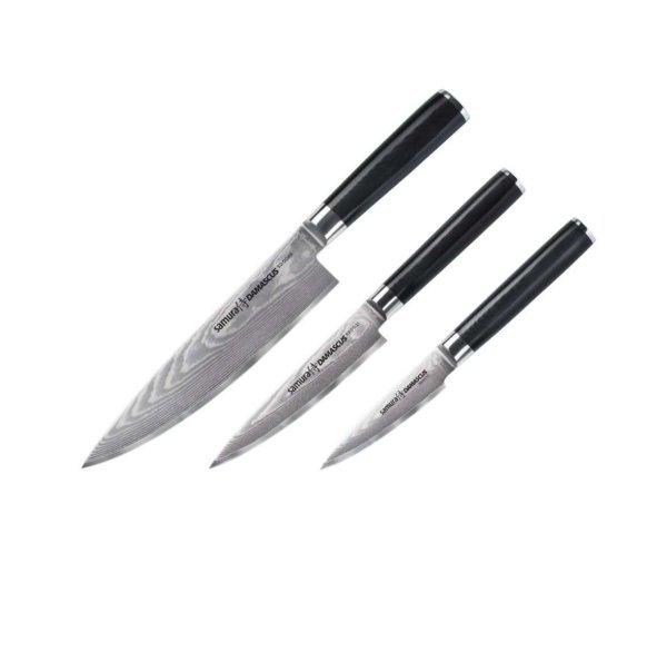 3 Samura-Damascus késből álló készlet, damasztacél, 9/12.5/20 cm,
ezüst/fekete
