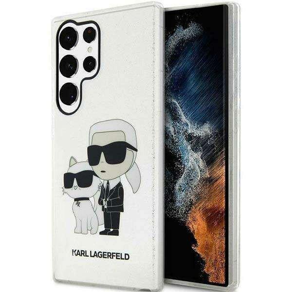 Karl Lagerfeld KLHCS23LHNKCTGT Samsung Galaxy S23 Ultra S918 átlátszó
keménytok csillogó Karl&Choupette