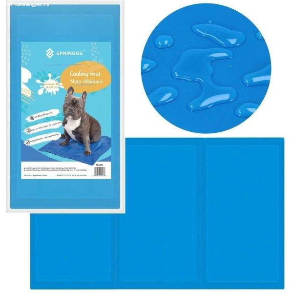 Hűsítő hatású szőnyeg kutyának/macskának, vízálló, kék, XXL méret,
90x50 cm, Springos