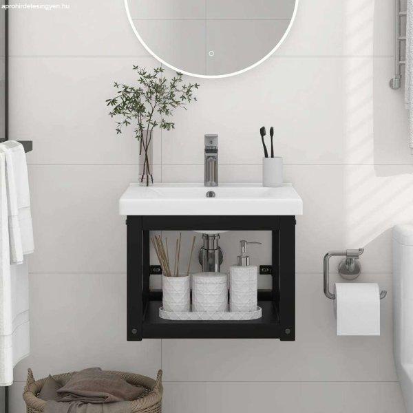 vidaXL fekete vas fürdőszobai fali mosdókagylókeret 40 x 38 x 31 cm