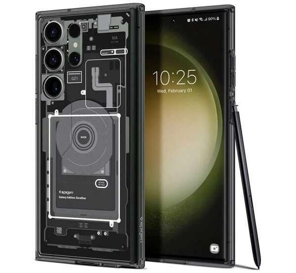 SPIGEN ULTRA HYBRID ZERO ONE műanyag telefonvédő (közepesen ütésálló,
Magsafe kompatibilis, légpárnás keret) FEKETE Samsung Galaxy S23 Ultra
(SM-S918)