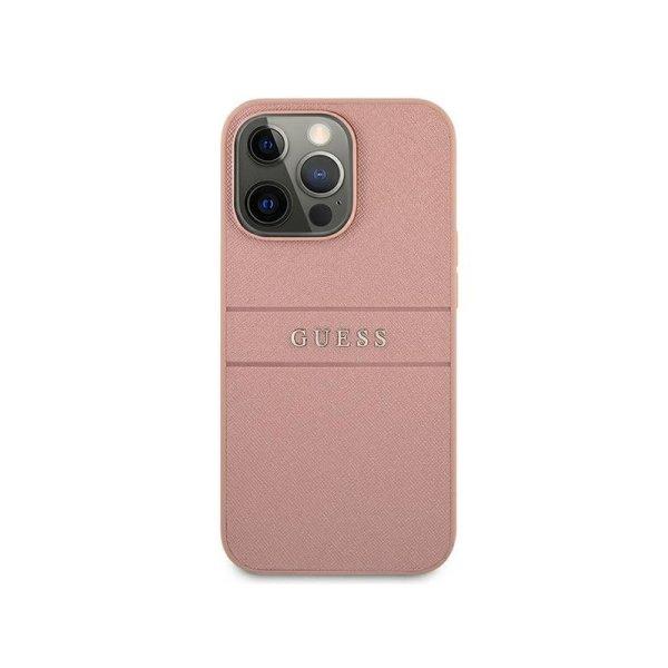 Guess PU Saffiano Apple iPhone 13 Pro Max Bőr Tok - Rózsaszín