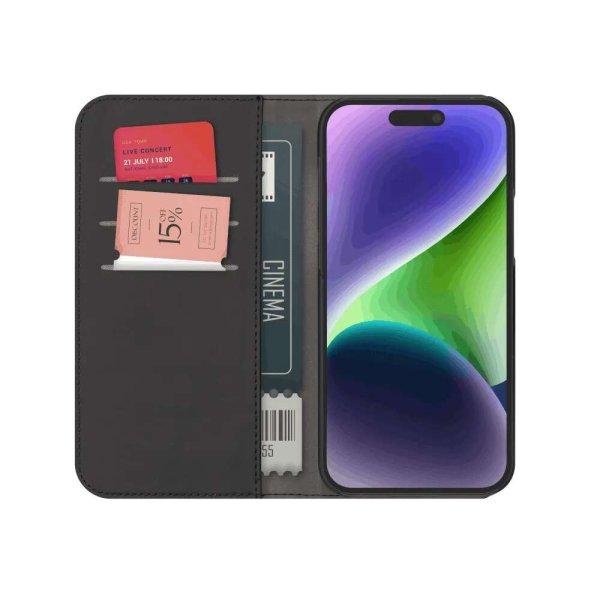 Puro Eco-Leder Wallet Apple iPhone 15 Pro Flip Tok - Fekete