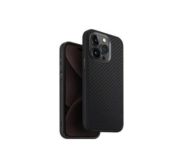 Uniq Keva iPhone 15 Pro Max Magsafe Szilikon tok, karbon fekete