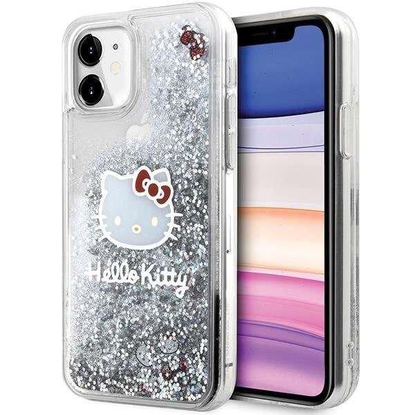 Hello Kitty Liquid Glitter Charms tok iPhone 11 / Xr - Ezüst