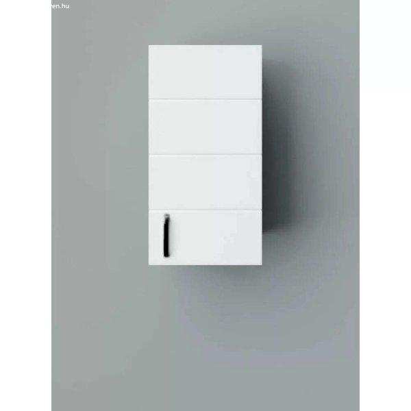 MART 30 cm széles polcos fürdőszobai fali szekrény, fényes fehér, fekete
kiegészítőkkel, 1 soft close ajtóval