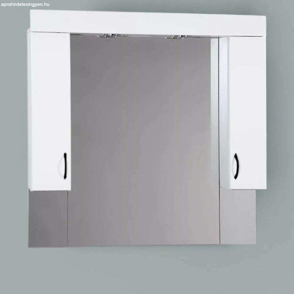 STANDARD 100 cm széles fürdőszobai tükrös szekrény, fényes fehér, fekete
kiegészítőkkel és beépített LED világítással