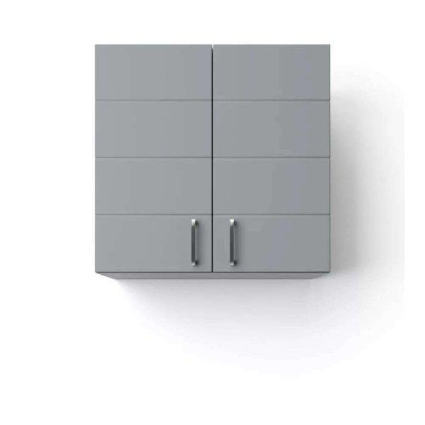 HD MART 60 cm széles polcos fürdőszobai fali szekrény, világos szürke,
króm kiegészítőkkel, 2 soft close ajtóval