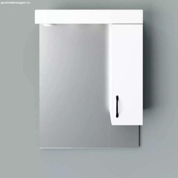 STANDARD 55 cm széles fürdőszobai tükrös szekrény, fényes fehér, fekete
kiegészítőkkel és beépített LED világítással