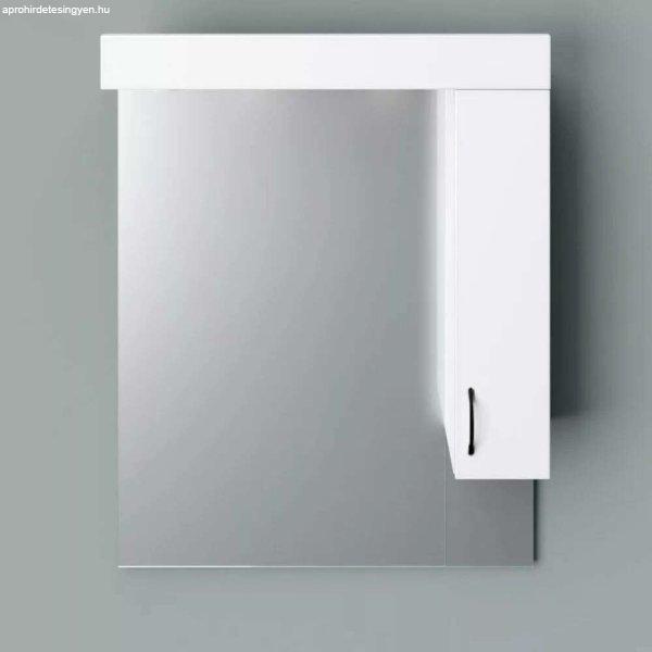 HD STANDARD 75 cm széles fürdőszobai tükrös szekrény, fényes fehér,
fekete kiegészítőkkel és beépített LED világítással