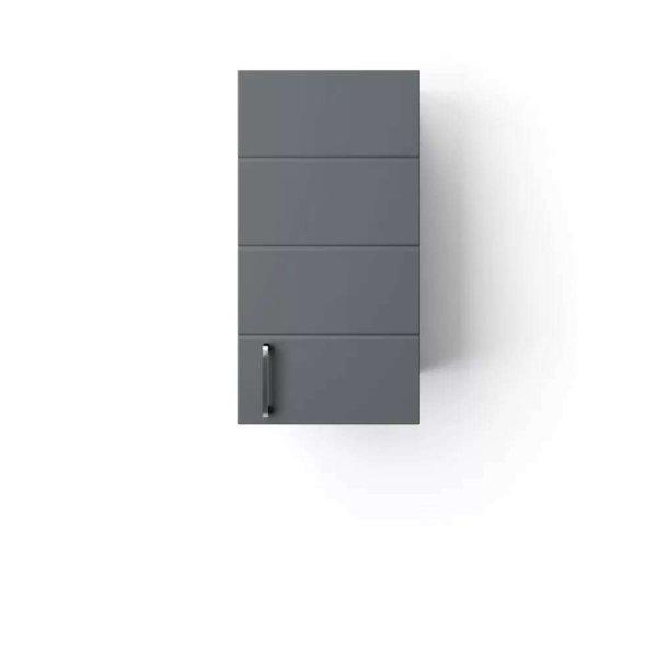 HD MART 30 cm széles polcos fürdőszobai fali szekrény, sötét szürke,
króm kiegészítőkkel, 1 soft close ajtóval