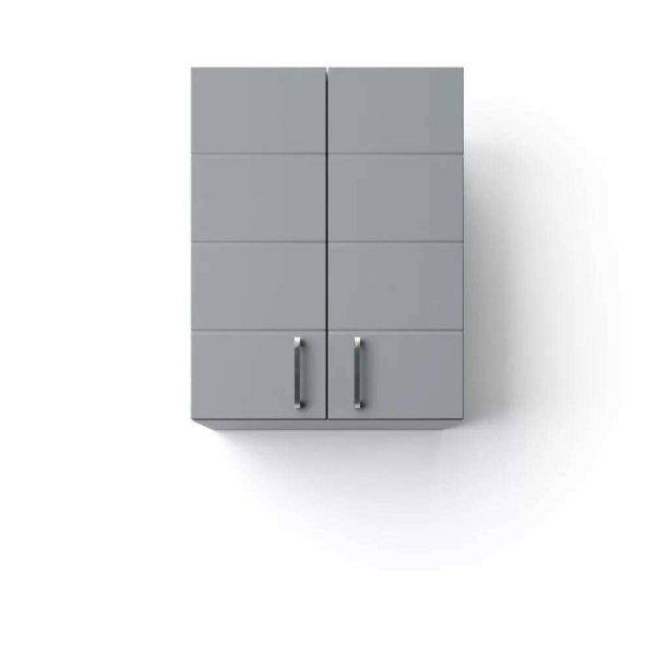 HD MART 45 cm széles polcos fürdőszobai fali szekrény, világos szürke,
króm kiegészítőkkel, 2 soft close ajtóval