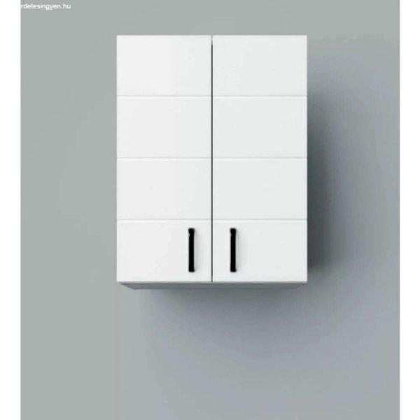 HD MART 60 cm széles polcos fürdőszobai fali szekrény, fényes fehér,
fekete kiegészítőkkel, 2 soft close ajtóval