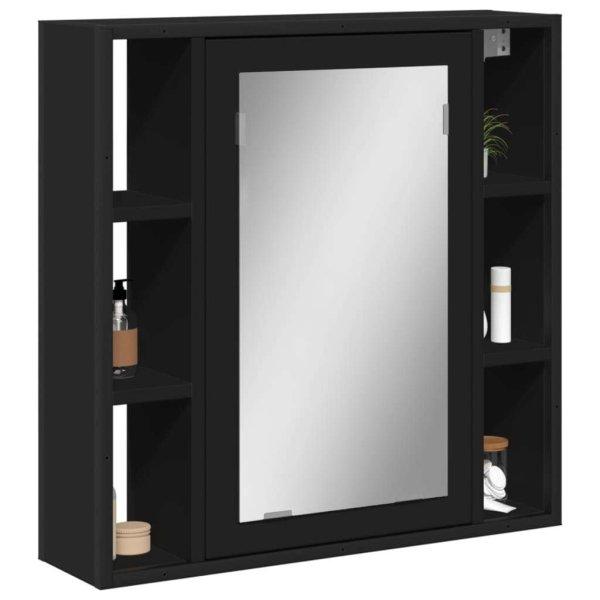 vidaXL fekete forgácslap fürdőszobai tükör 60 x 16 x 60 cm