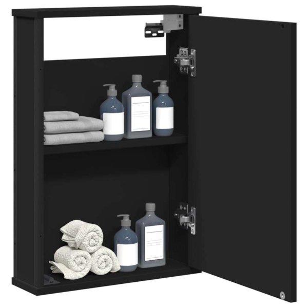 vidaXL fekete forgácslap fürdőszobai tükör 42 x 12 x 60 cm