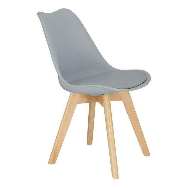 Skandináv stílusú szék, PU ülés, szürke, 48,5x54x82 cm, Oslo