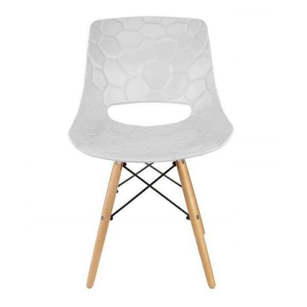 Skandináv stílusú szék, PP, fa, max 100 kg, fehér, 45x55x78 cm, Lars