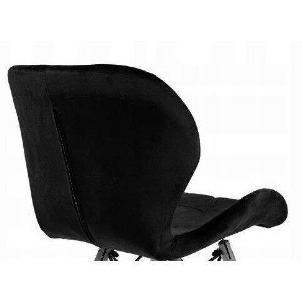 Skandináv stílusú szék, velúr, fa, fekete és natúr, 46x50x73 cm