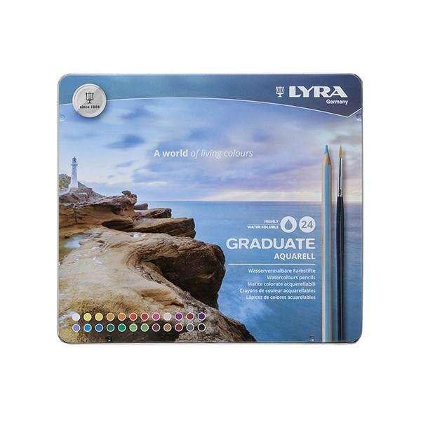Színes ceruza LYRA Graduate Aquarell hatszögletű fémdoboz 24 db/készlet