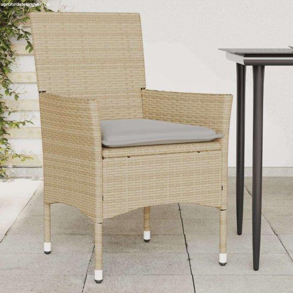 vidaXL 2 db bézs polyrattan kerti szék párnával