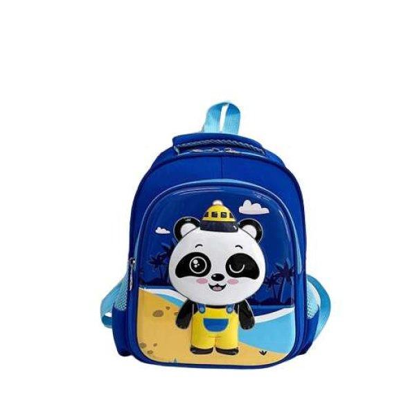 Cartoon Panda 3D hátizsák, alkalmas kisgyermekek számára iskolai vagy
óvodai használatra, poliészter, kék