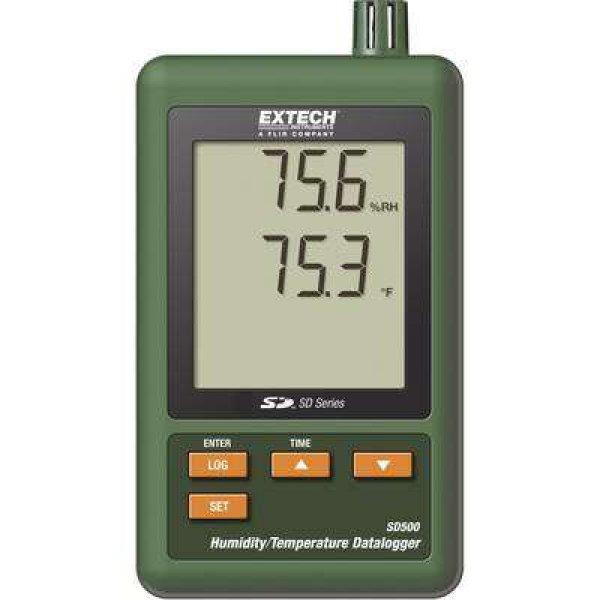 Hőmérséklet és páratartalom, légnedvesség mérés adatgyűjtő, Extech SD
500