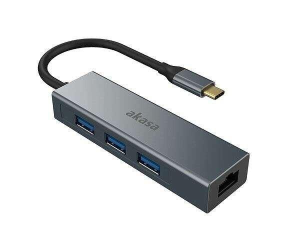 Akasa 3 portos USB Hub + Ethernet szürke (AK-CBCA20-18BK)