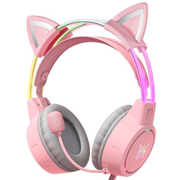 Onikuma X15 PRO RGB Gaming Fejhallgató, Rózsaszín