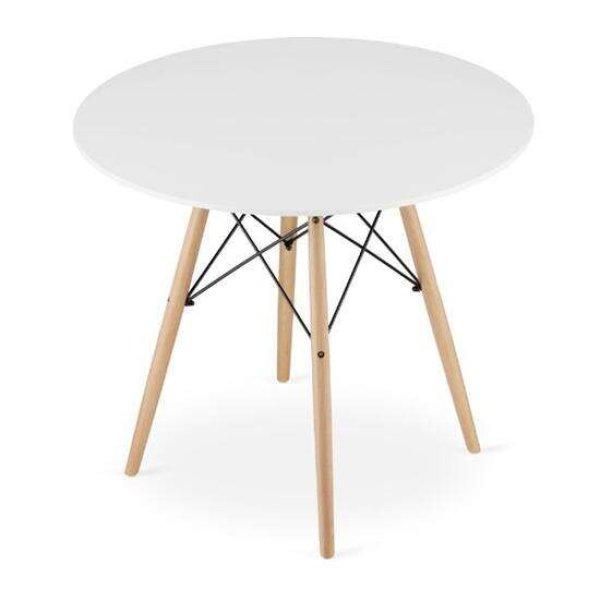 Skandináv stílusú asztal, Artool, kerek, MDF és fa, fehér, 90x72 cm, 90x72
cm